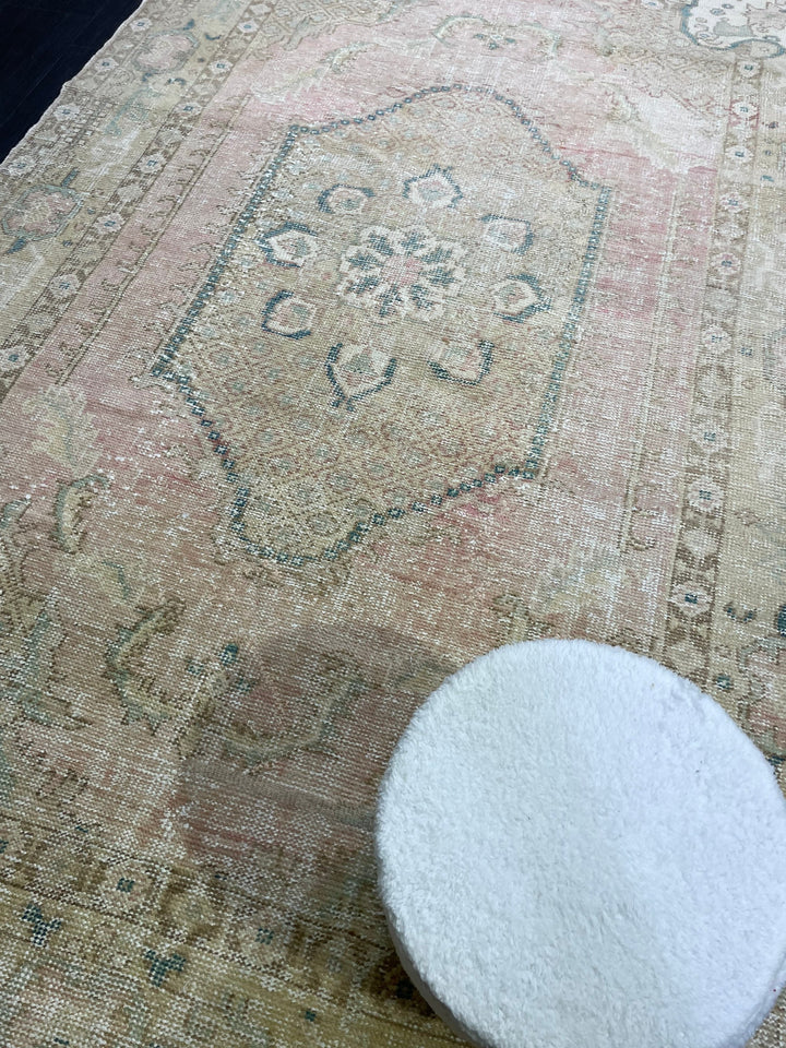 Pink Turkish Oushak Rug 5' 11" x 9' 3" Hand-Knotted view 9