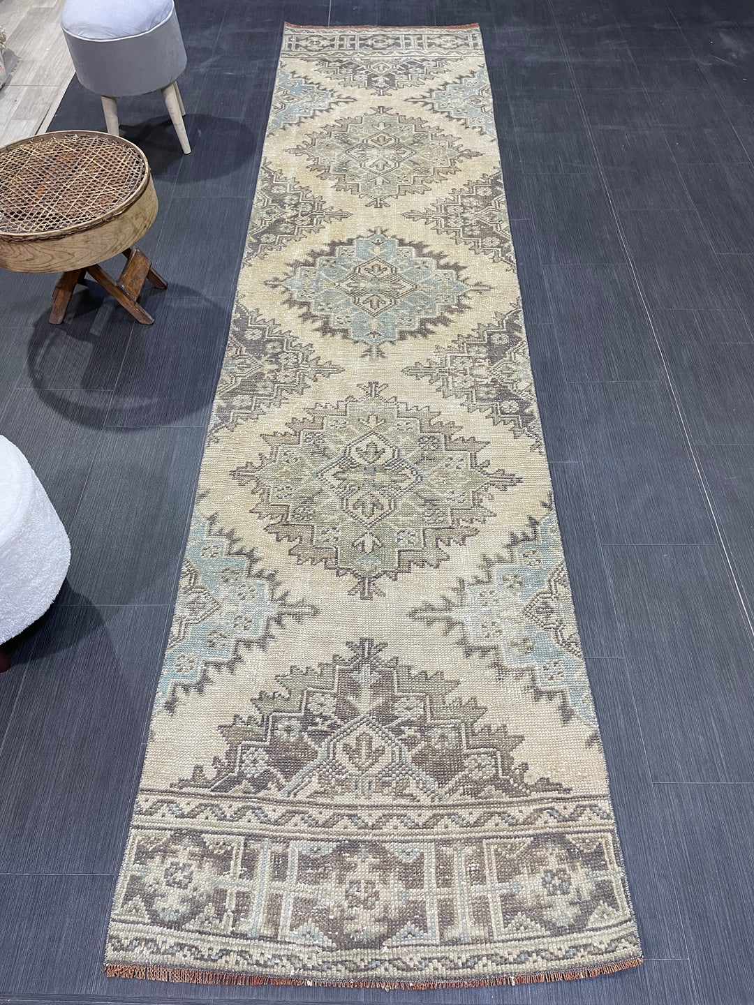 Beige Turkish Runner Rug 2' 8" x 11' 2" Hand-Knotted view