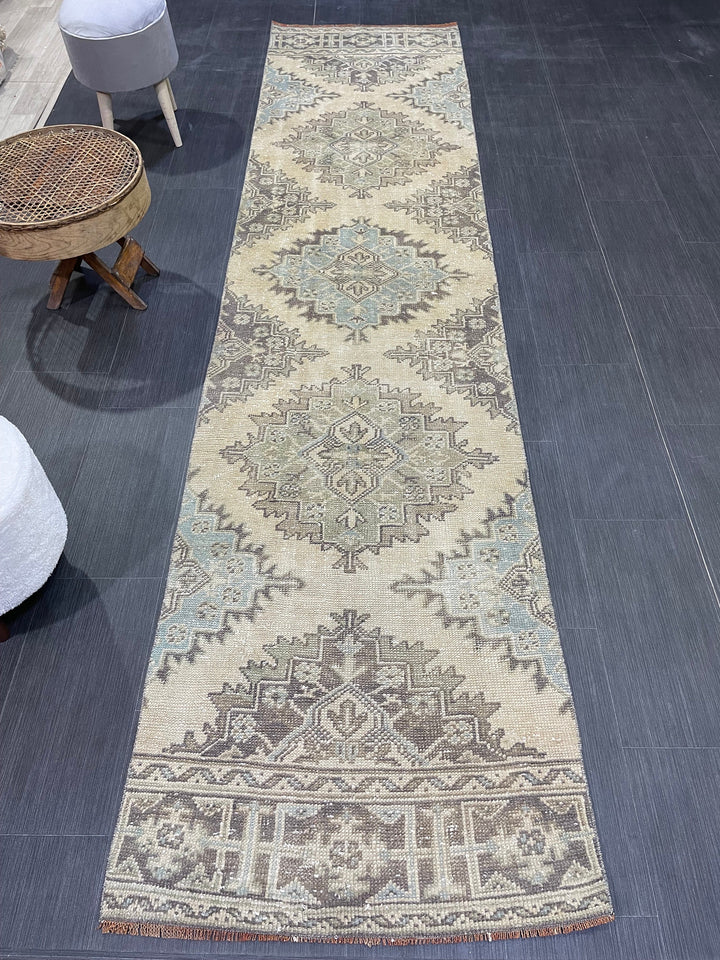 Beige Turkish Runner Rug 2' 8" x 11' 2" Hand-Knotted view
