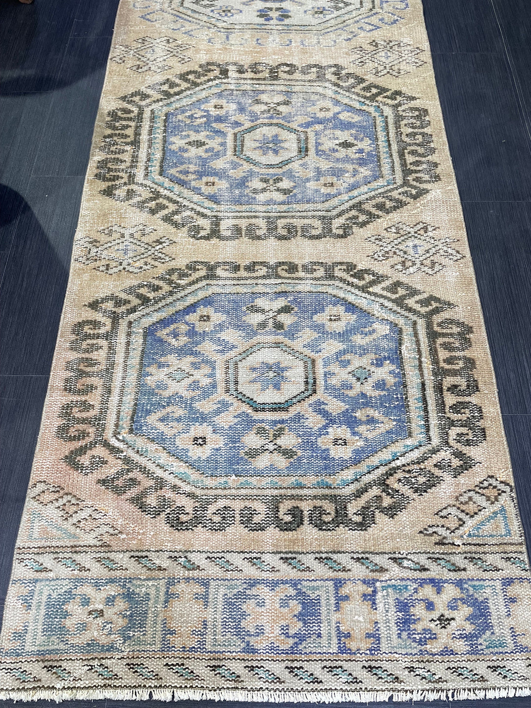 Beige Turkish Runner Rug 2' 9" x 11' 4" Hand-Knotted | No. WR11608