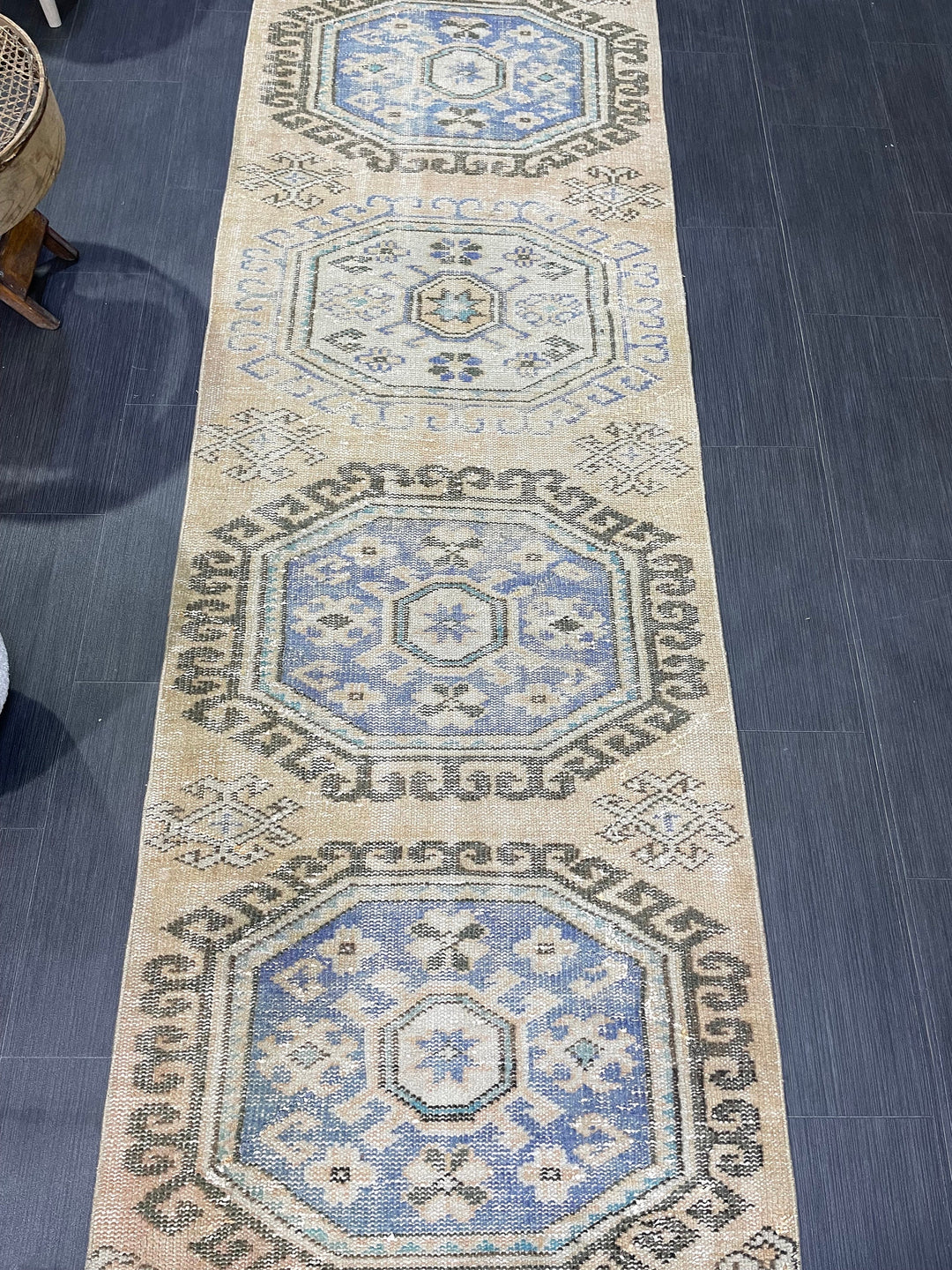 Beige Turkish Runner Rug 2' 9" x 11' 4" Hand-Knotted | No. WR11608