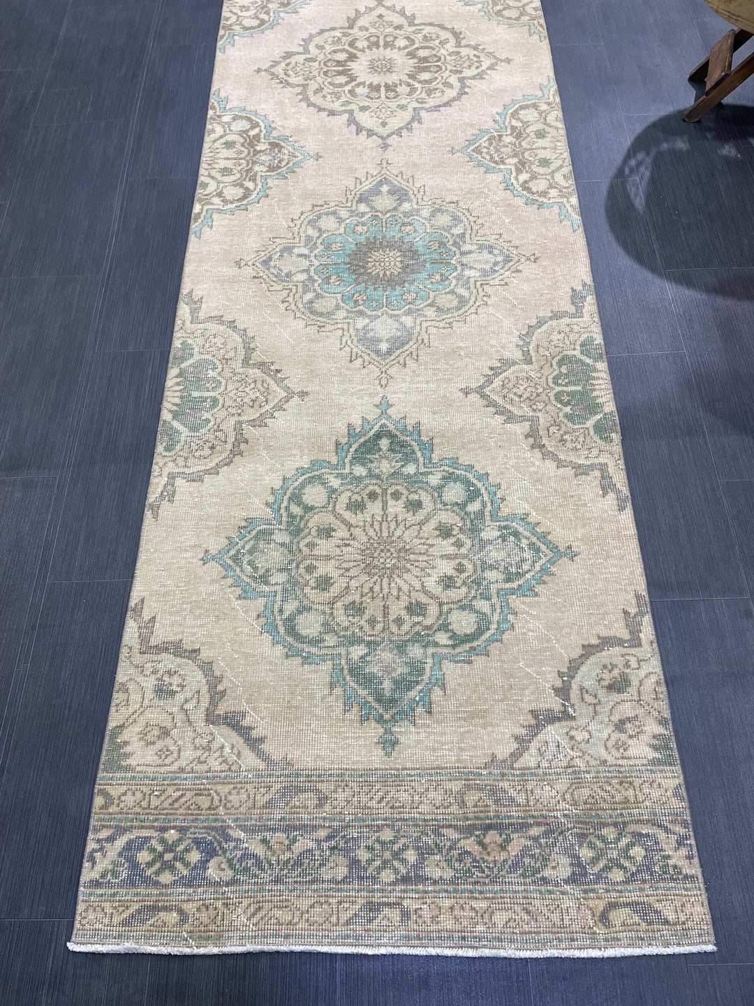 Rust Turkish Runner Rug 2' 10" x 12' 2" Hand-Knotted detail