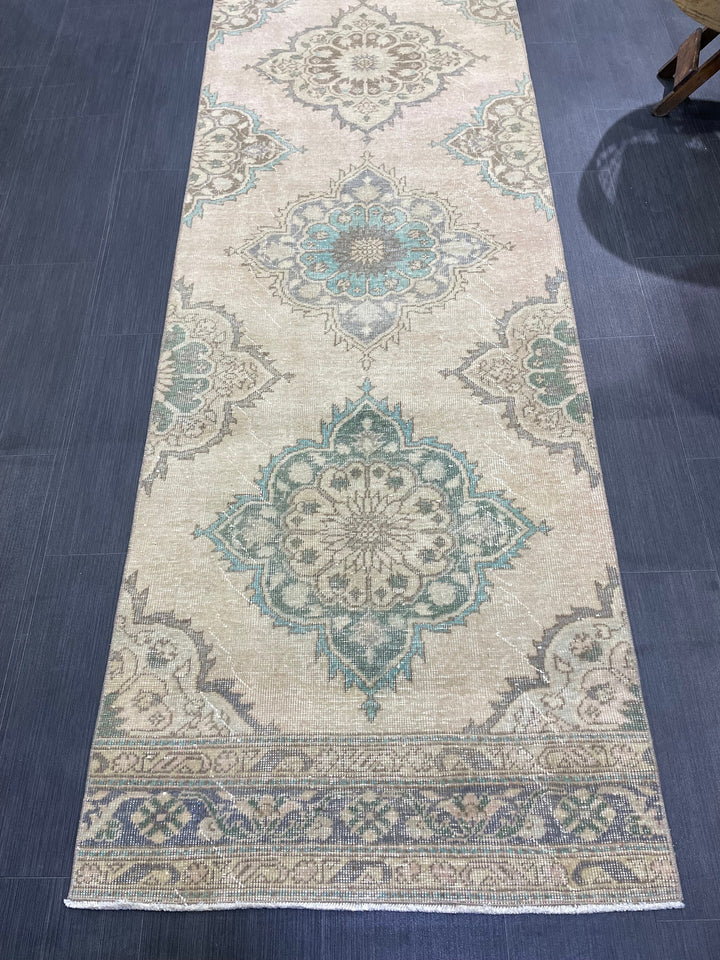 Rust Turkish Runner Rug 2' 10" x 12' 2" Hand-Knotted detail