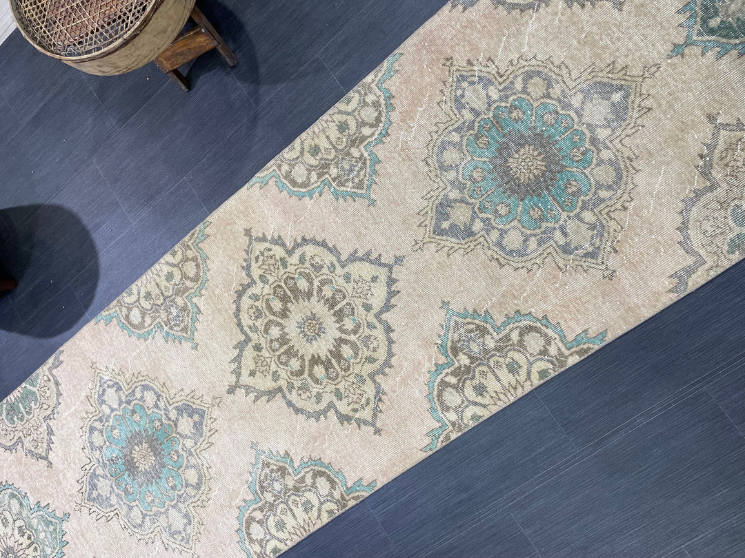 Rust Turkish Runner Rug 2' 10" x 12' 2" Hand-Knotted close-up
