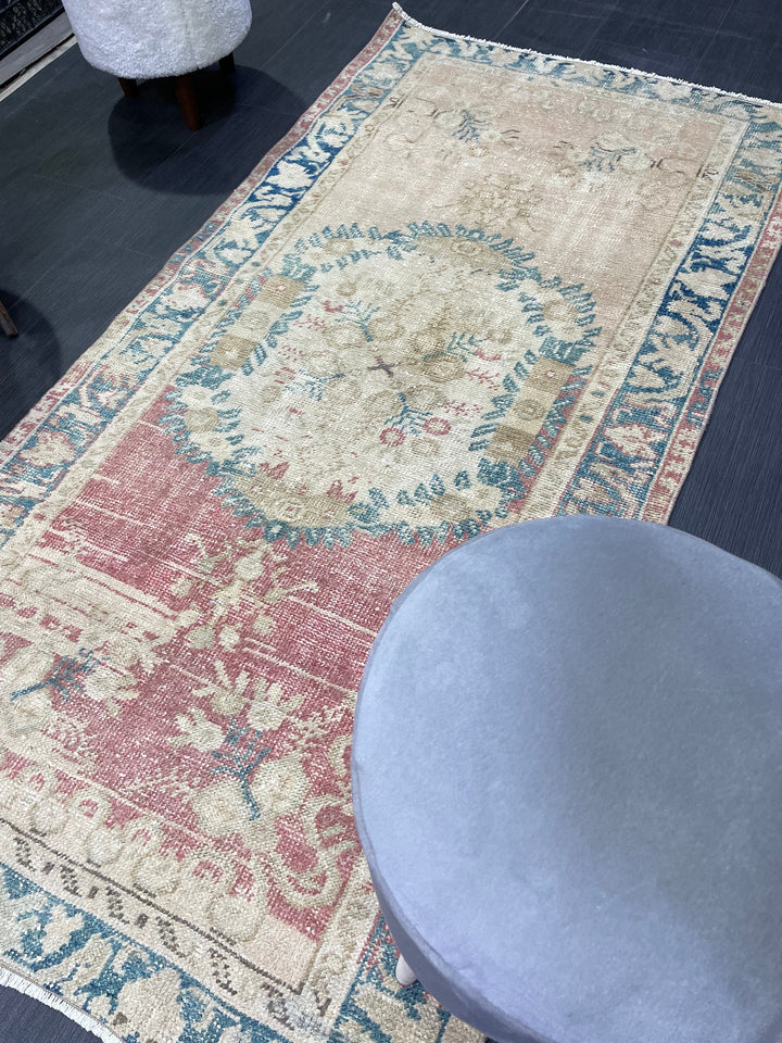 Rust Turkish Runner Rug 3' 3" x 6' 4" Hand-Knotted texture