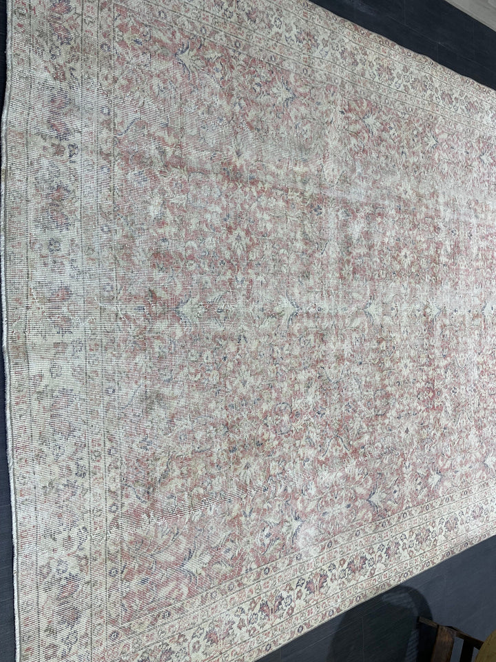 Beige Turkish Oushak Rug 6' 8" x 9' 10" Hand-Knotted | No. WR28391