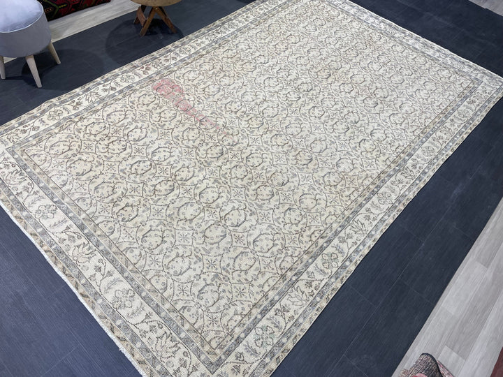 Beige Turkish Oushak Rug 6' 8" x 10' 6" Hand-Knotted view 9
