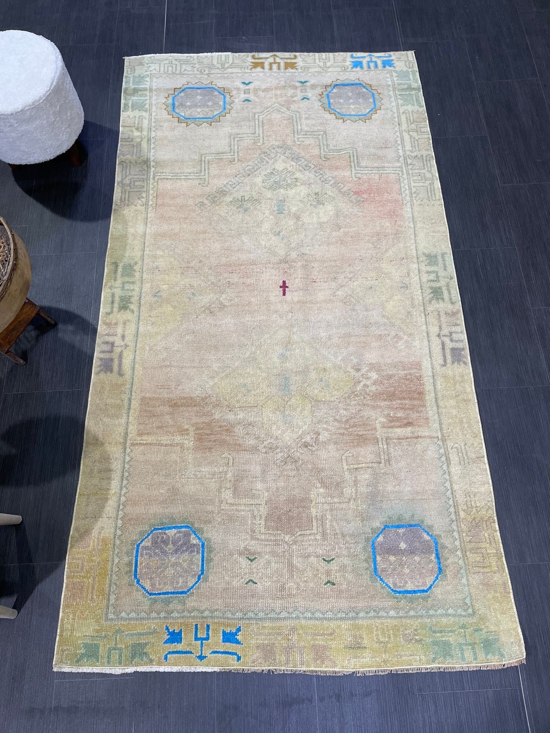 Turkish Oushak Rug 3' 10" x 7' 3" Hand-Knotted reverse