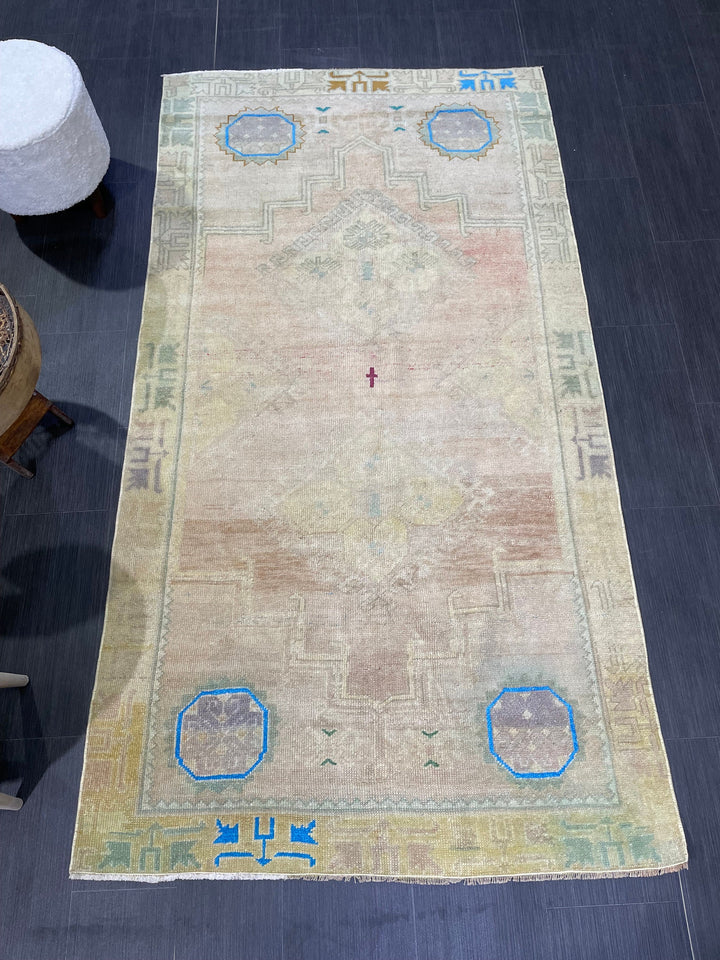 Turkish Oushak Rug 3' 10" x 7' 3" Hand-Knotted reverse