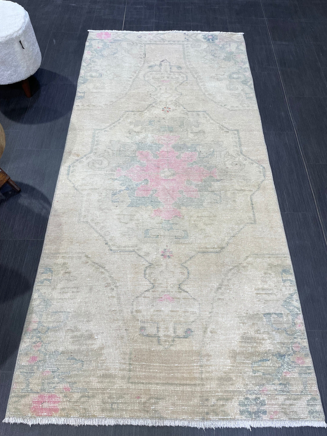 Rust Turkish Oushak Rug 3' 3" x 7' 2" Hand-Knotted pattern