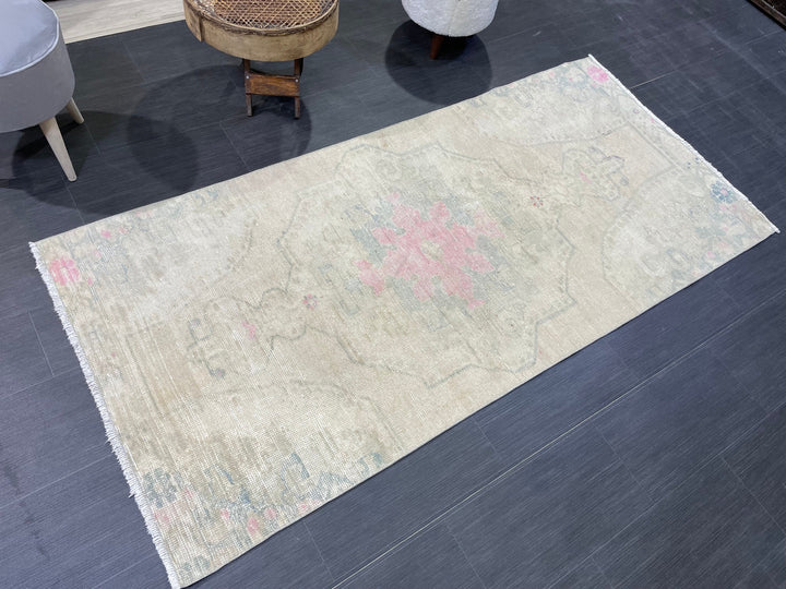 Rust Turkish Oushak Rug 3' 3" x 7' 2" Hand-Knotted field