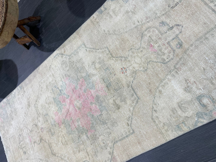 Rust Turkish Oushak Rug 3' 3" x 7' 2" Hand-Knotted reverse
