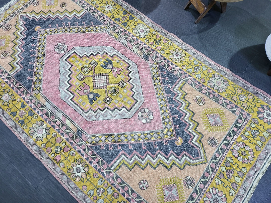 Beige Turkish Runner Rug 4' 2" x 7' 4" Hand-Knotted view