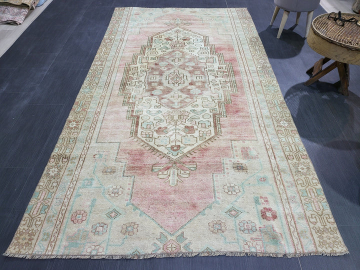 Rust Turkish Runner Rug 4' 5" x 8' 1" Hand-Knotted detail