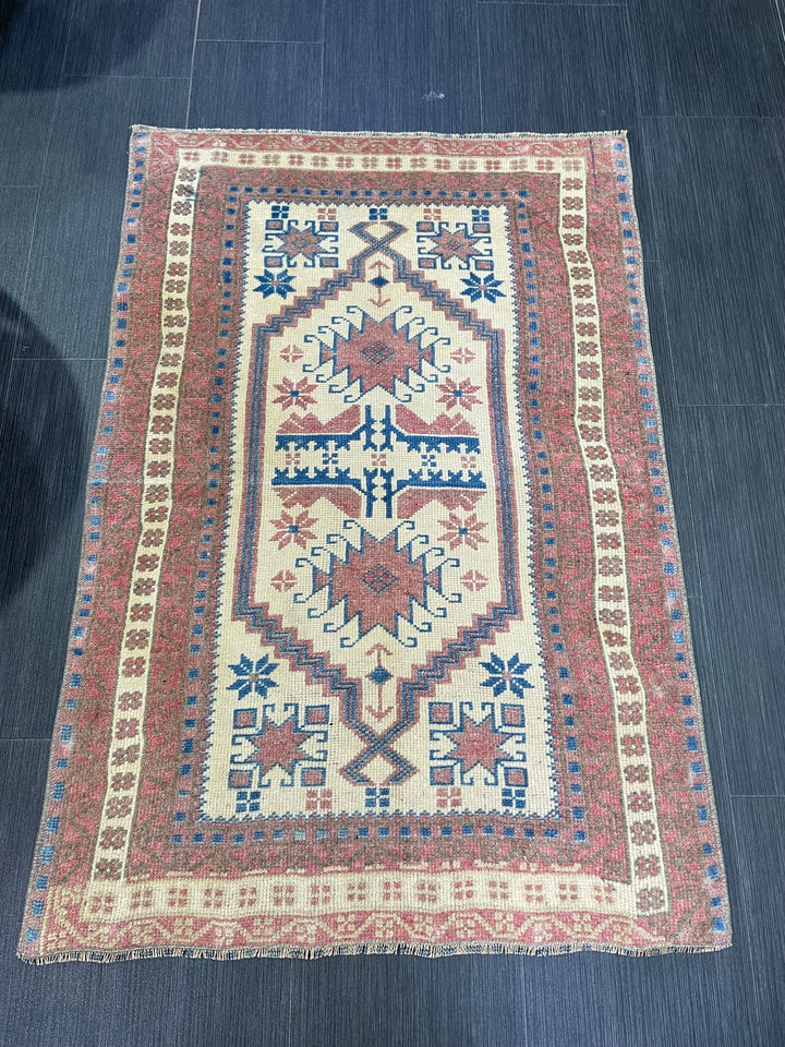 Rust Turkish Runner Rug 2' 6" x 3' 8" Hand-Knotted texture