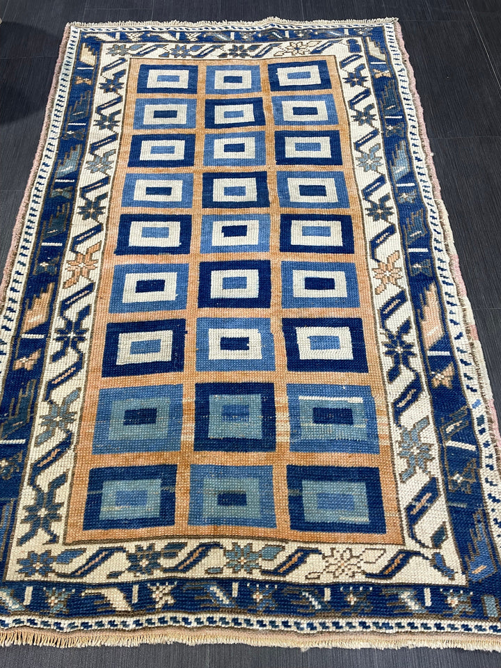 Rust Turkish Runner Rug 3' 3" x 5' 2" Hand-Knotted border