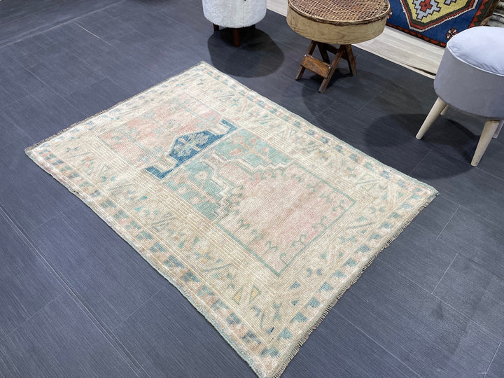 Beige Turkish Runner Rug 3' 2" x 4' 5" Hand-Knotted view