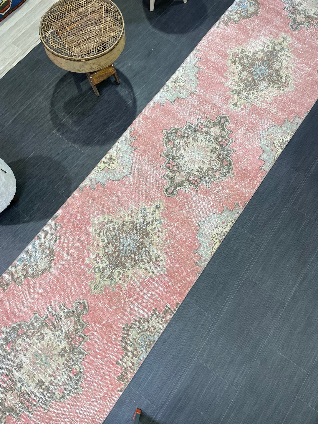 Beige Turkish Runner Rug 2' 10" x 13' 10" Hand-Knotted reverse