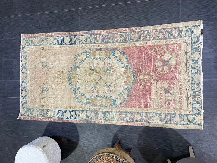 Rust Turkish Runner Rug 3' 3" x 6' 4" Hand-Knotted reverse