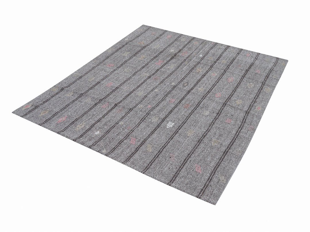 Gray Kilim Rug 6' 1" x 7' 2" | No. VR12592