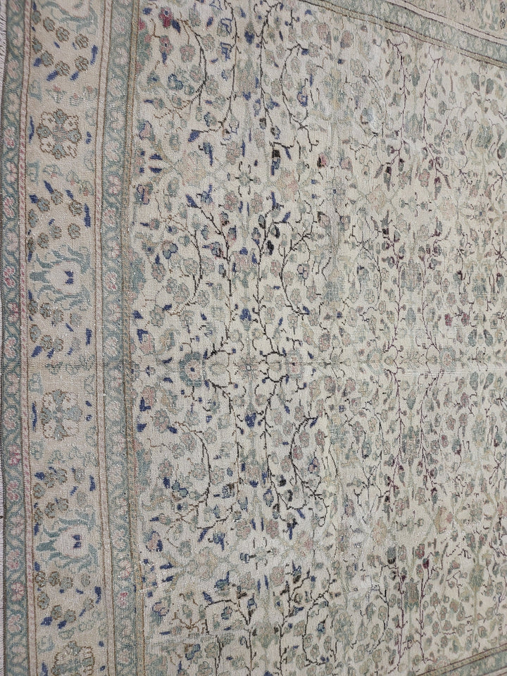 Beige Turkish Oushak Rug 6' 7" x 9' 4" Hand-Knotted field