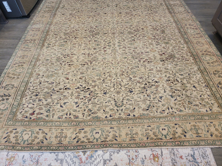 Beige Turkish Oushak Rug 6' 7" x 9' 4" Hand-Knotted reverse
