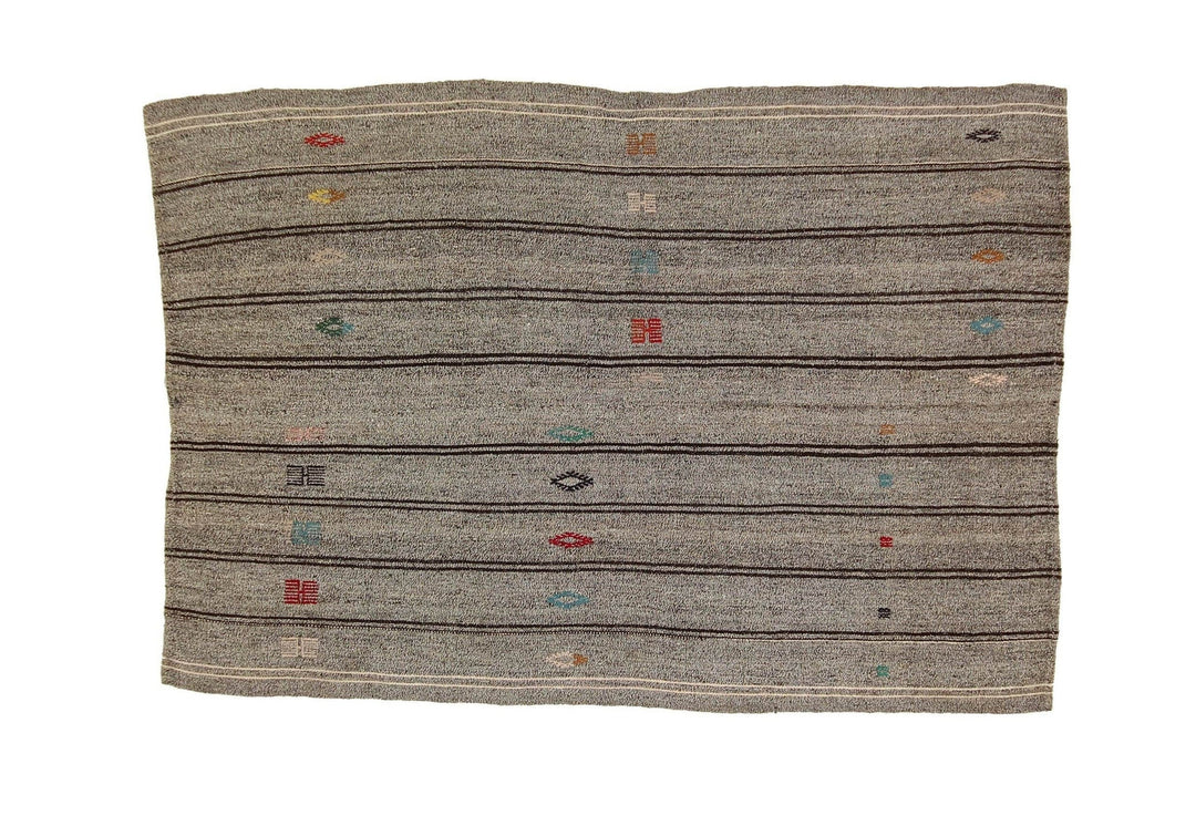 Gray Kilim Rug 6' 3" x 8' 4" | No. VR91247