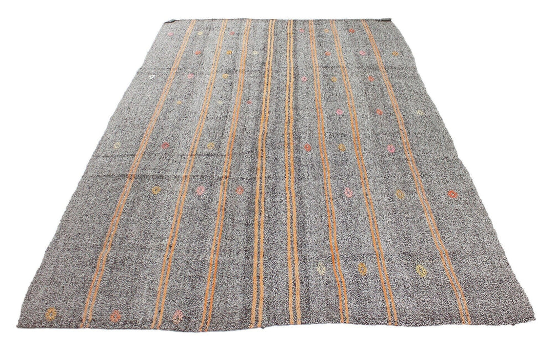 Gray Kilim Rug 5' 7" x 9' 2" | No. VR46693