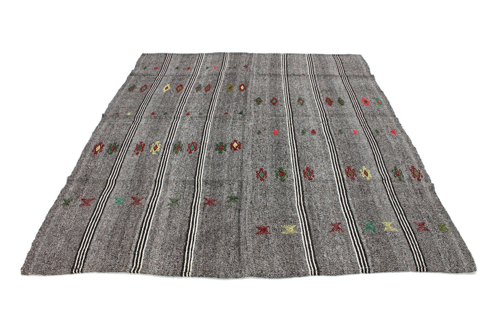 Gray Kilim Rug 6' 5" x 8' | No. VR98727