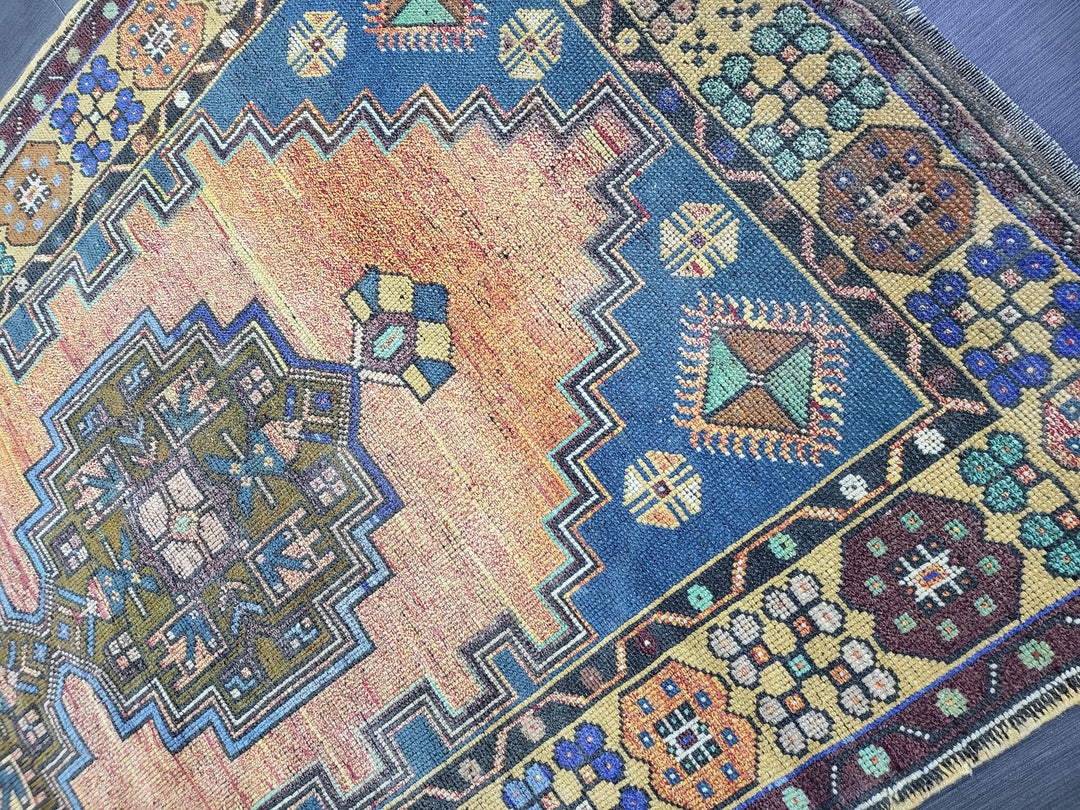 Rust Turkish Runner Rug 4' 2" x 7' 9" Hand-Knotted field