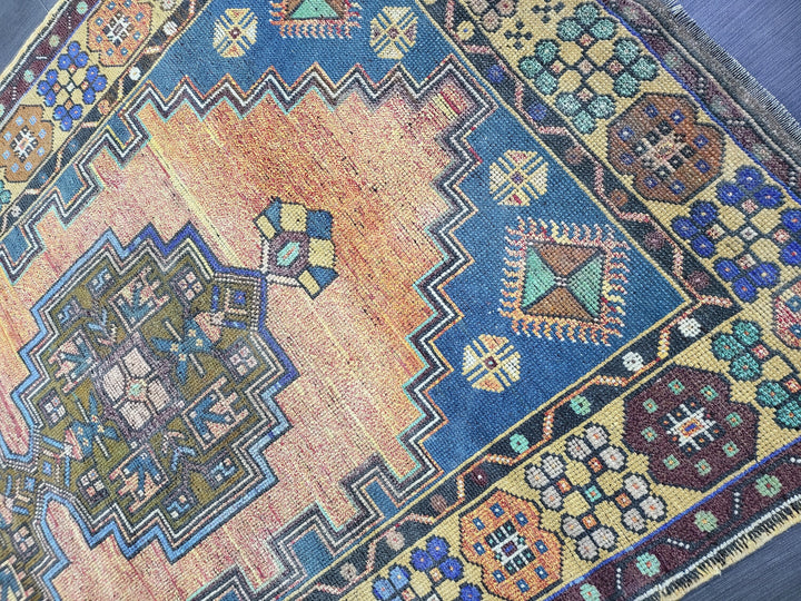 Rust Turkish Runner Rug 4' 2" x 7' 9" Hand-Knotted field
