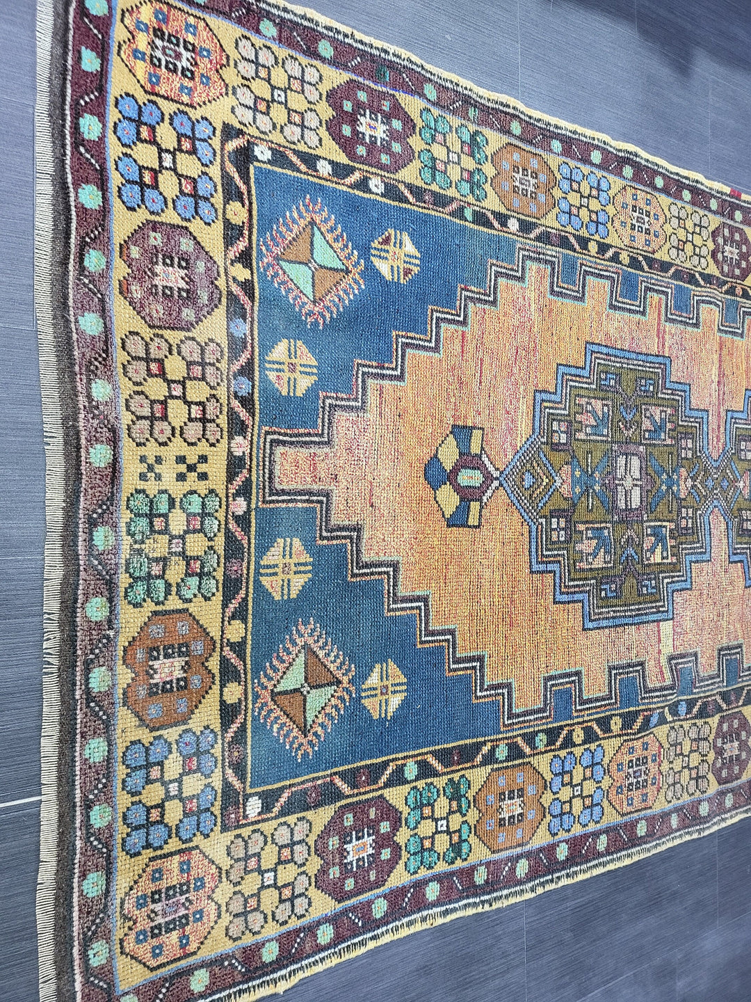 Rust Turkish Runner Rug 4' 2" x 7' 9" Hand-Knotted reverse