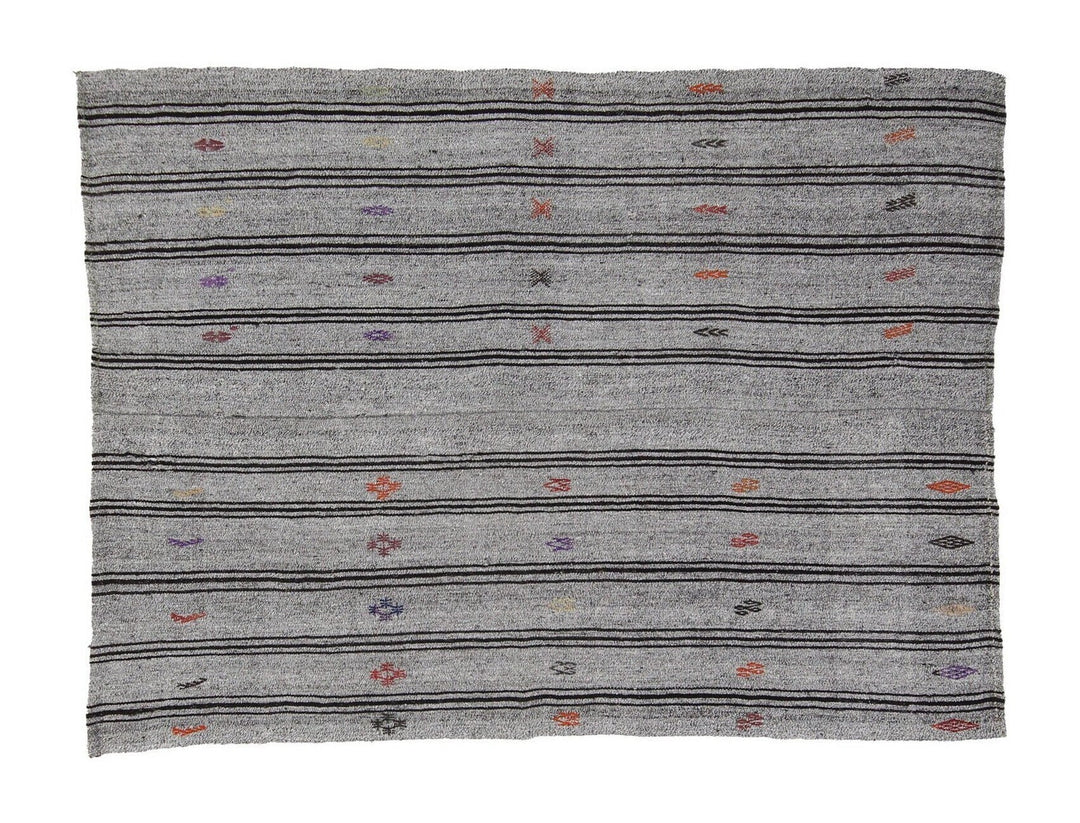 Gray Kilim Rug 5' 7" x 7' 5" | No. VR94578