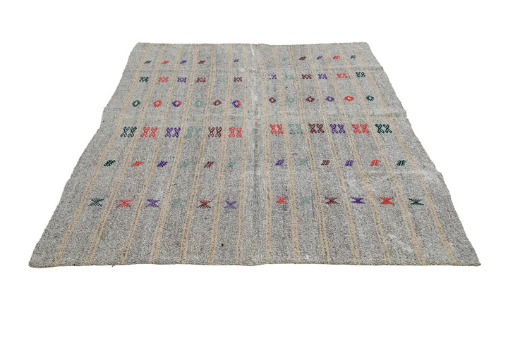 Gray Kilim Rug 5' 7" x 8' 6" | No. VR15060
