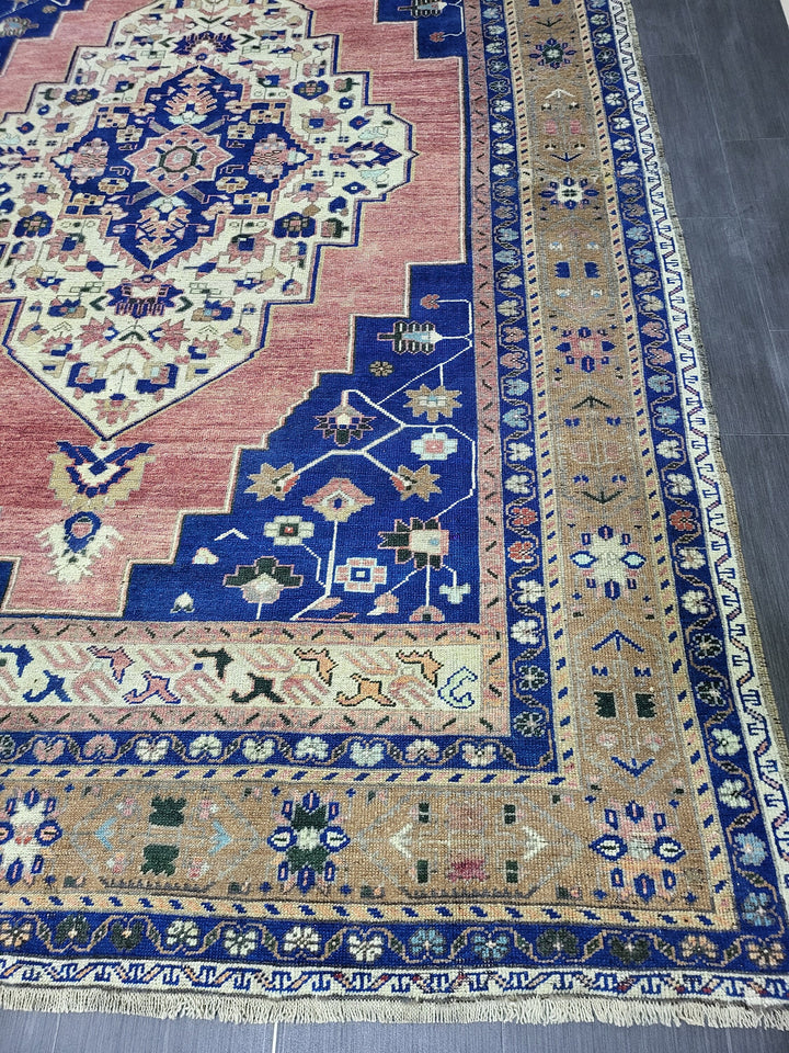 Blue Turkish Runner Rug 6' 3" x 9' 10" Hand-Knotted | No. WR47780