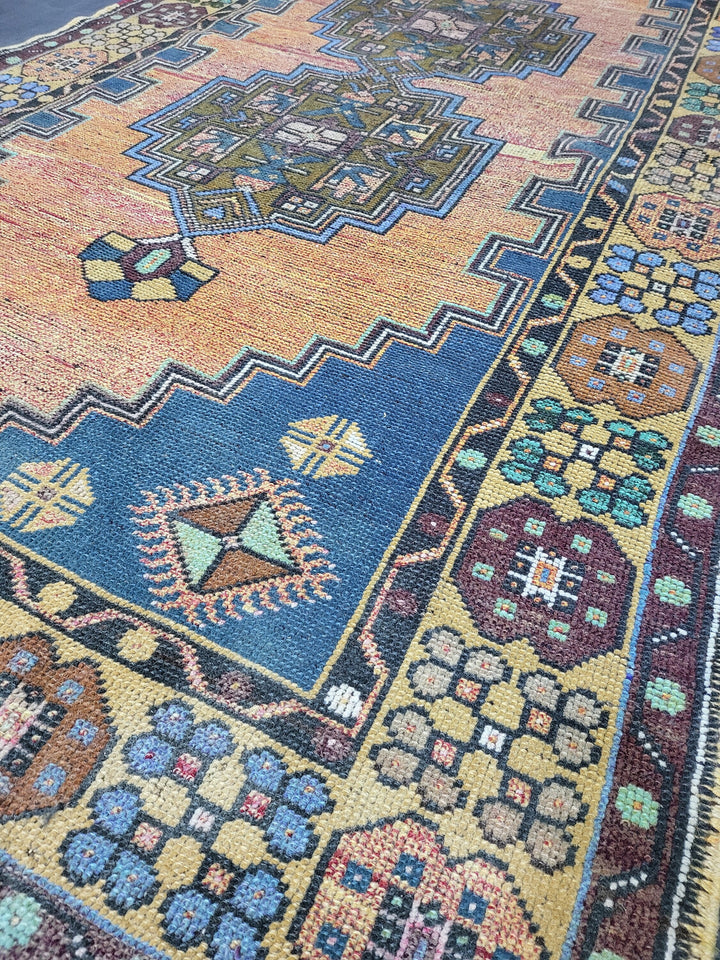 Rust Turkish Runner Rug 4' 2" x 7' 9" Hand-Knotted pattern