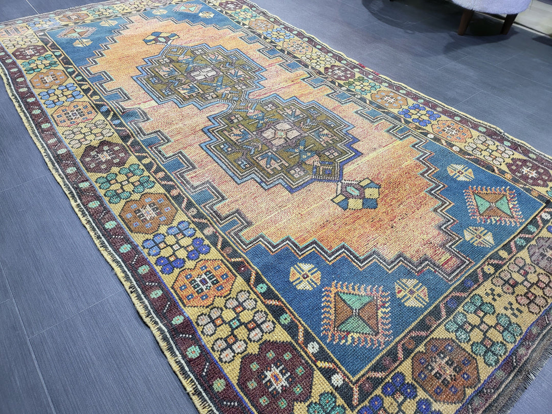 Rust Turkish Runner Rug 4' 2" x 7' 9" Hand-Knotted