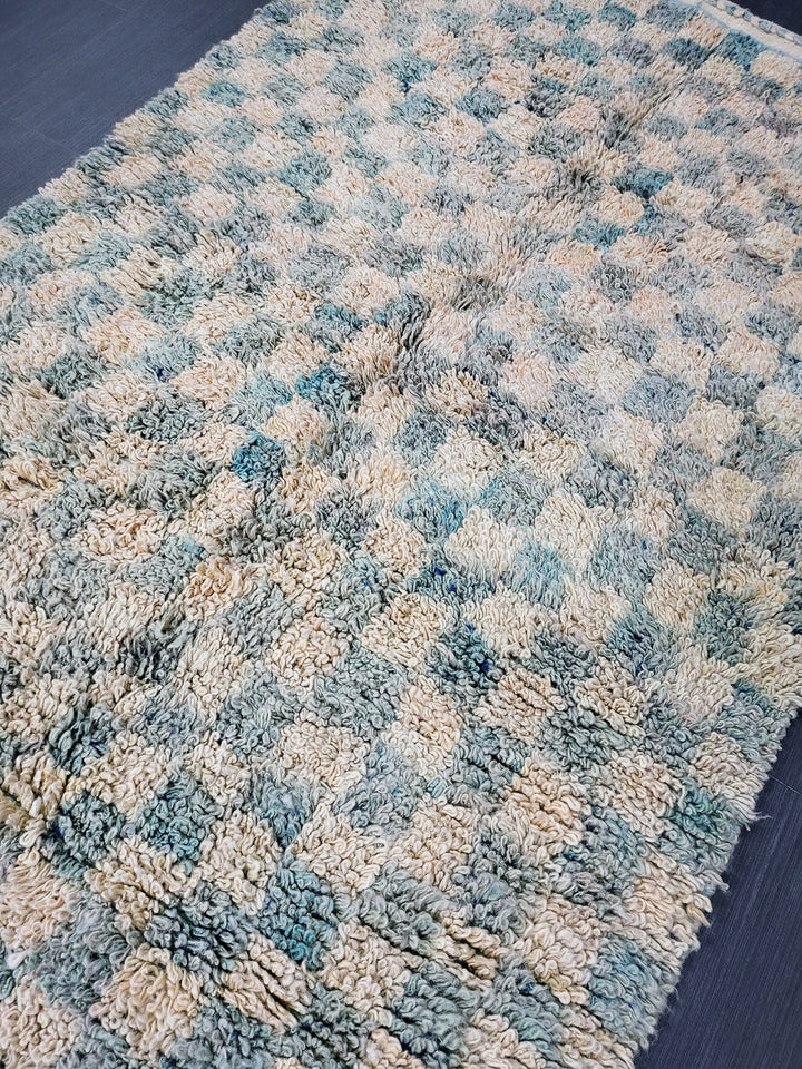 Tan Turkish Vintage Rug 3' 8" x 5' 10" Hand-Knotted reverse