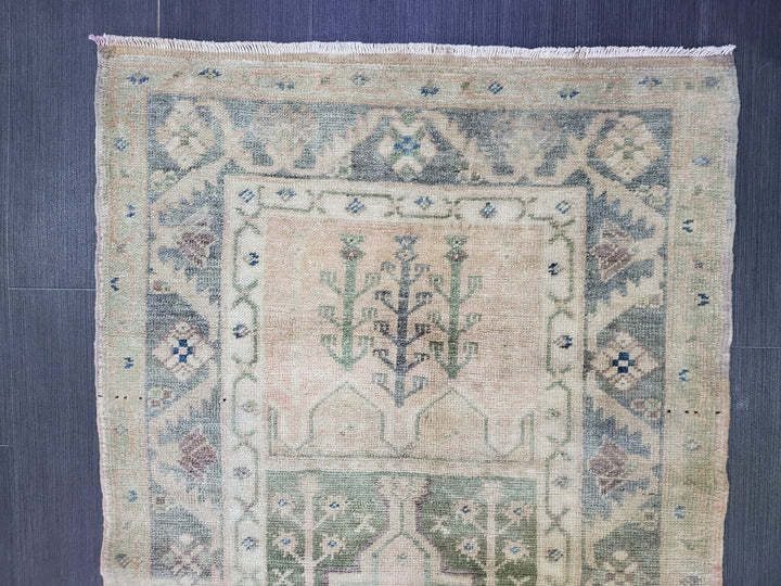 Rust Turkish Runner Rug 2' 9" x 4' 5" Hand-Knotted border
