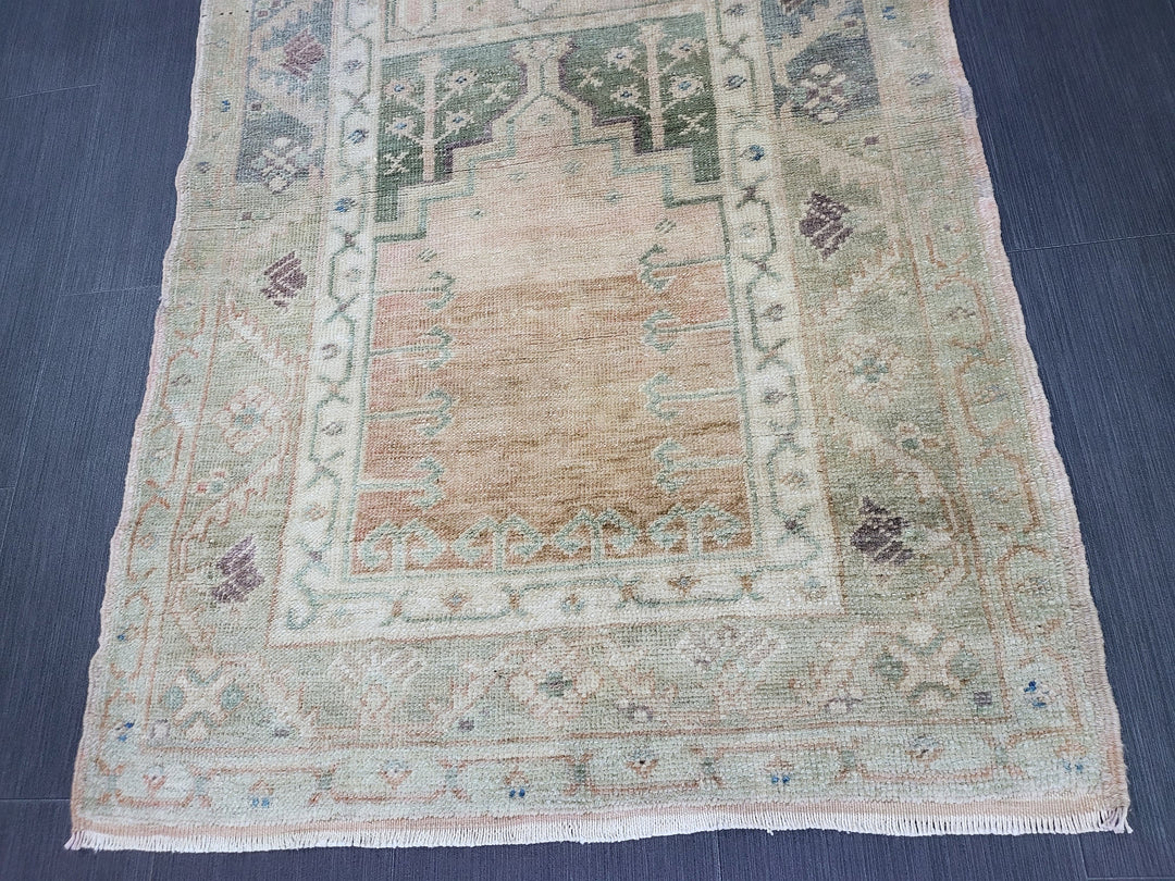 Rust Turkish Runner Rug 2' 9" x 4' 5" Hand-Knotted texture