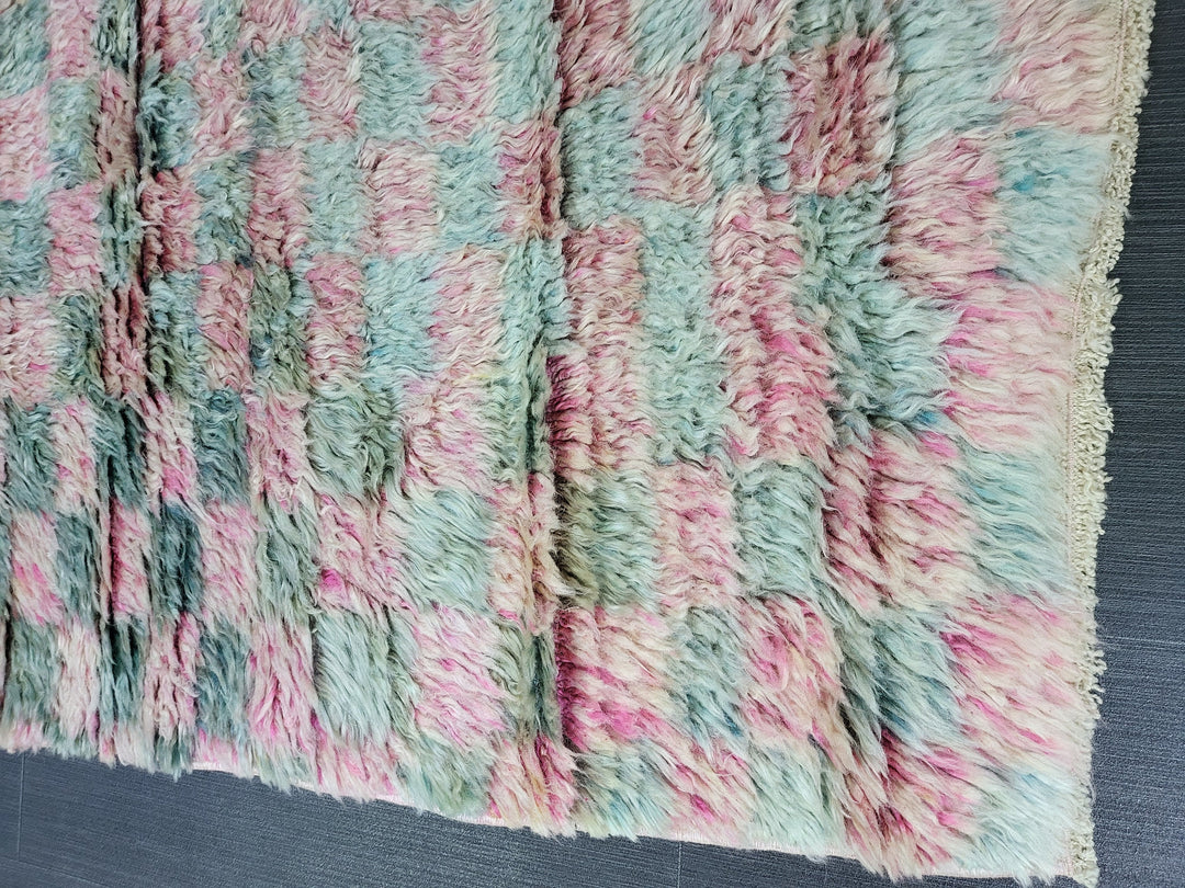 Tan Turkish Vintage Rug 2' 7" x 4' Hand-Knotted reverse