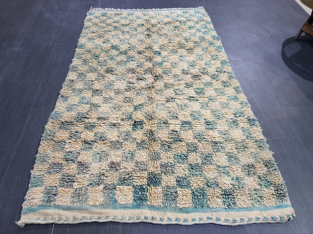 Tan Turkish Vintage Rug 3' 8" x 5' 10" Hand-Knotted detail