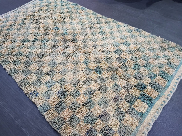 Tan Turkish Vintage Rug 3' 8" x 5' 10" Hand-Knotted