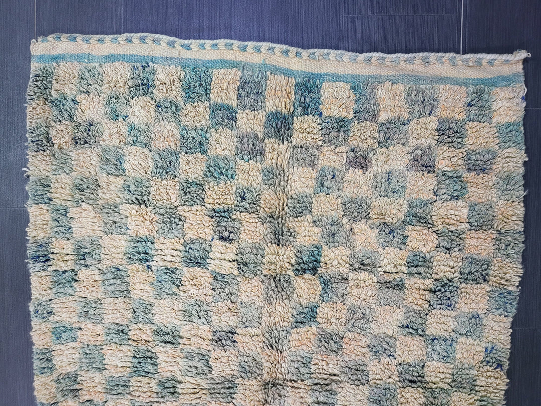 Tan Turkish Vintage Rug 3' 8" x 5' 10" Hand-Knotted pattern