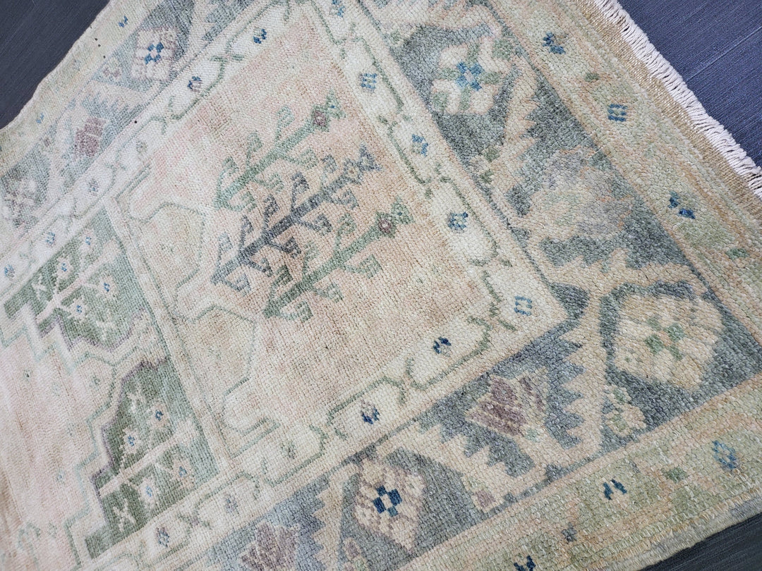 Rust Turkish Runner Rug 2' 9" x 4' 5" Hand-Knotted close-up