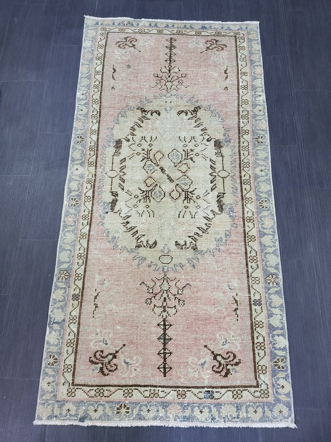 Rust Turkish Oushak Rug 2'11" x 5'10" Hand-Knotted reverse
