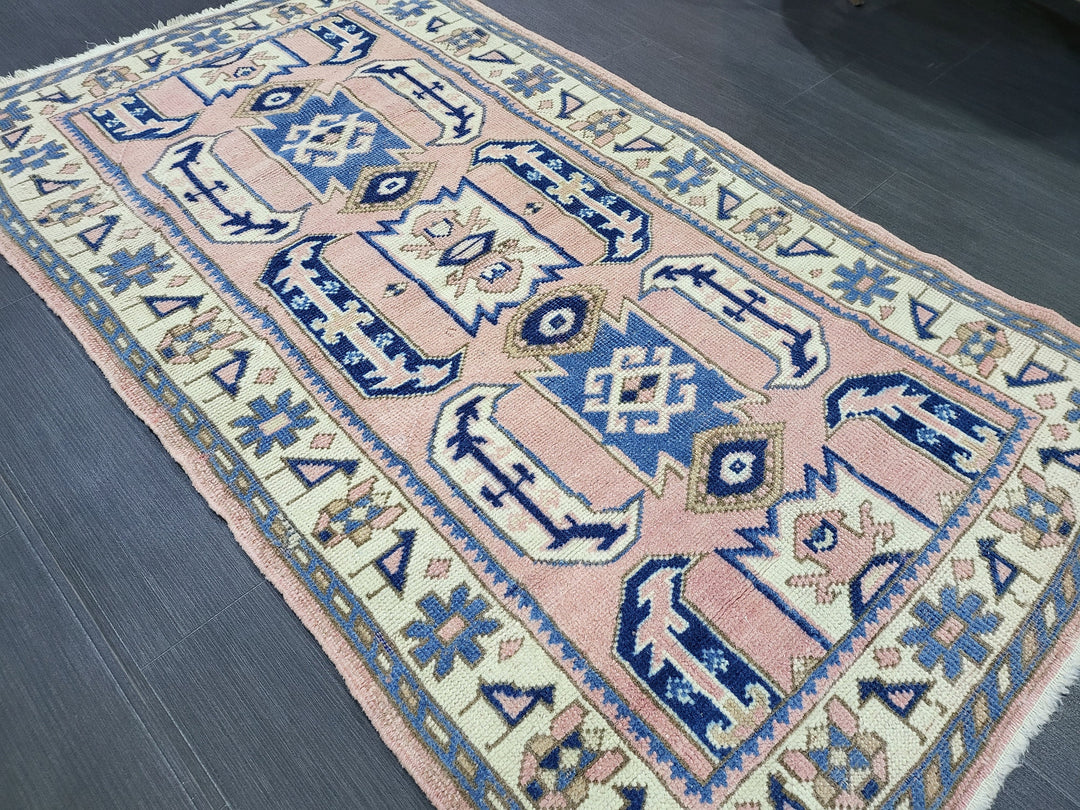 Beige Turkish Runner Rug 2' 11" x 5' Hand-Knotted