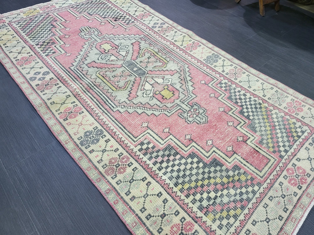 Beige Turkish Runner Rug 3' 4" x 6' 6" Hand-Knotted