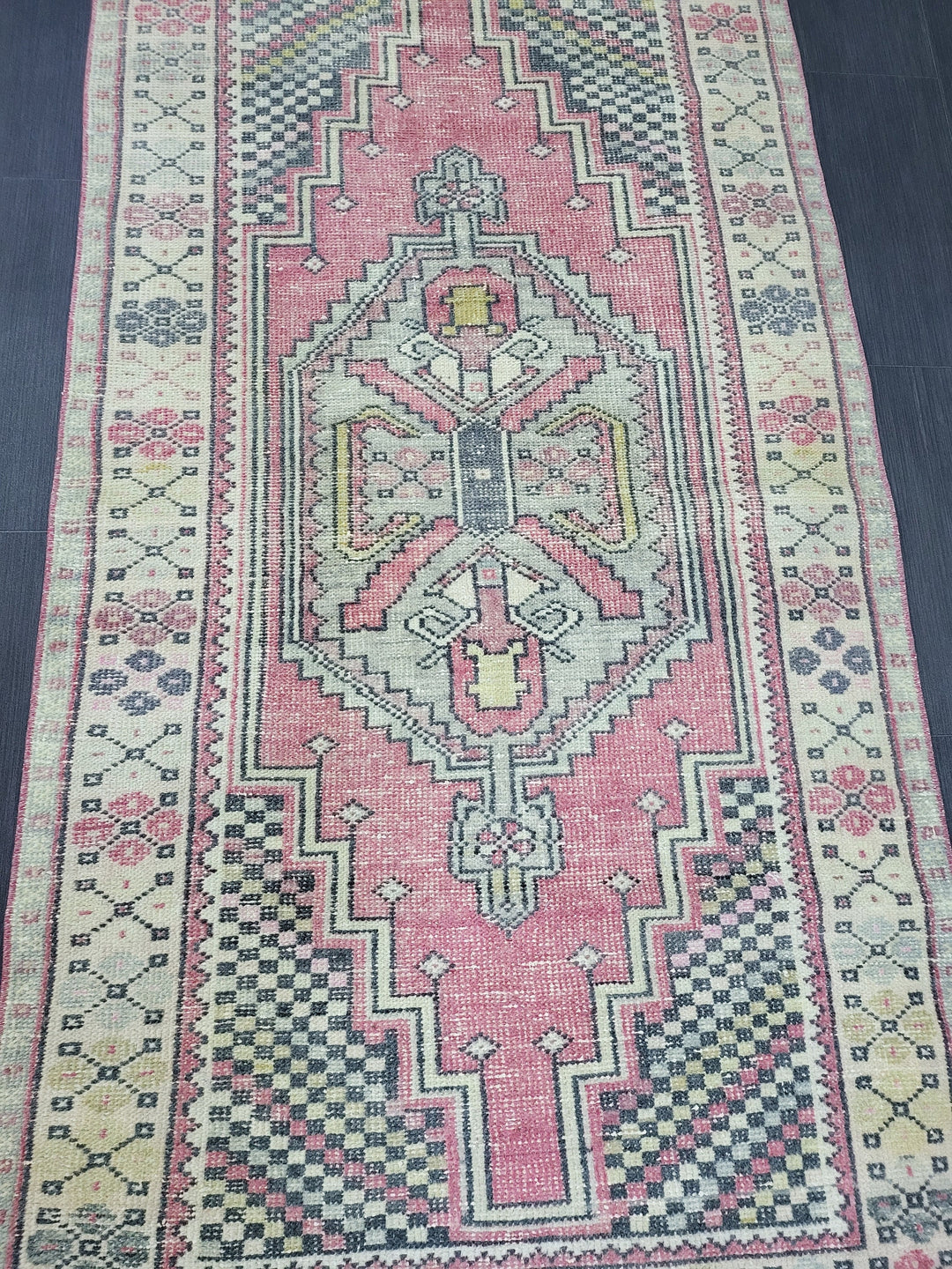 Beige Turkish Runner Rug 3' 4" x 6' 6" Hand-Knotted texture