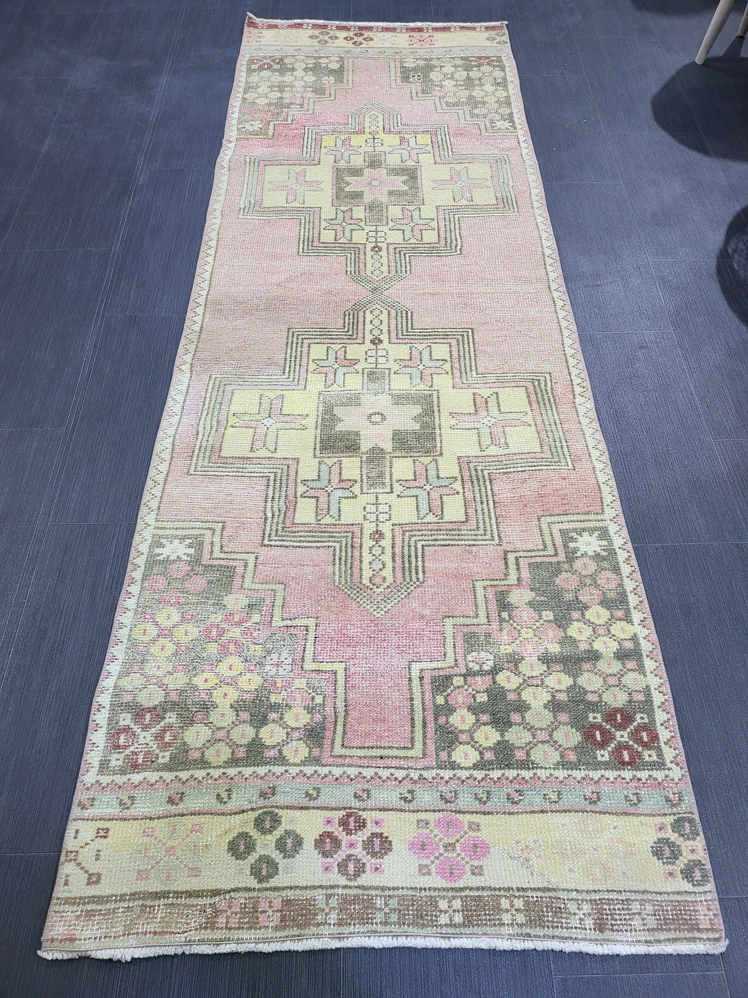 Rust Turkish Runner Rug 2' 8" x 7' 8" Hand-Knotted detail